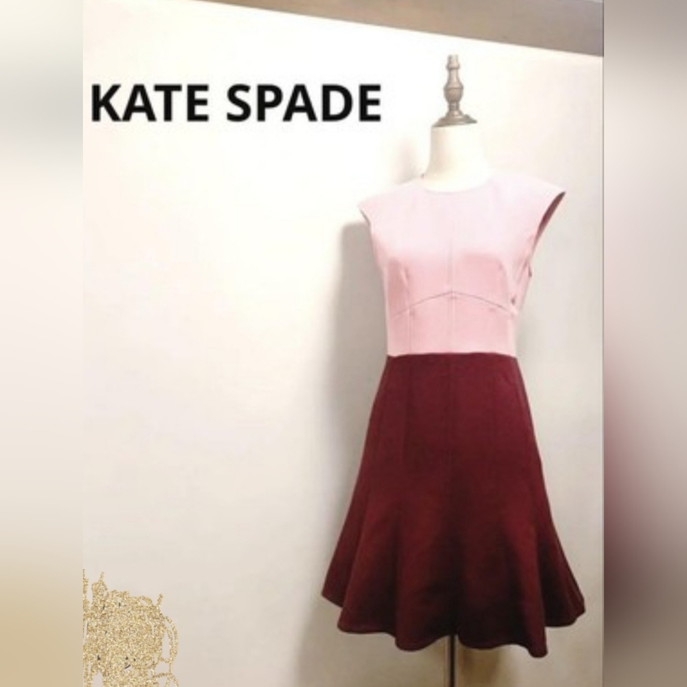 Kate Spade Pink and Burgundy Sleeveless Dress. Size: 6.